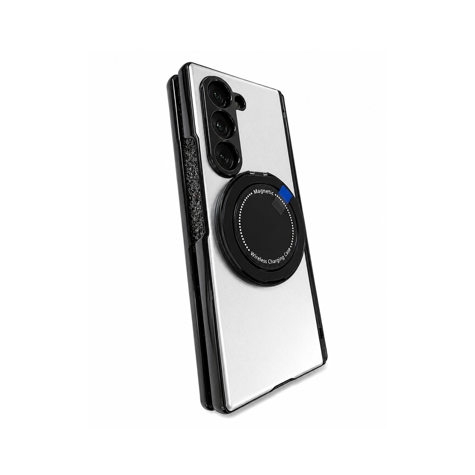 Samsung Galaxy Z Fold 7 Magnetic Ring Stand Case – Silver Black - Image 3