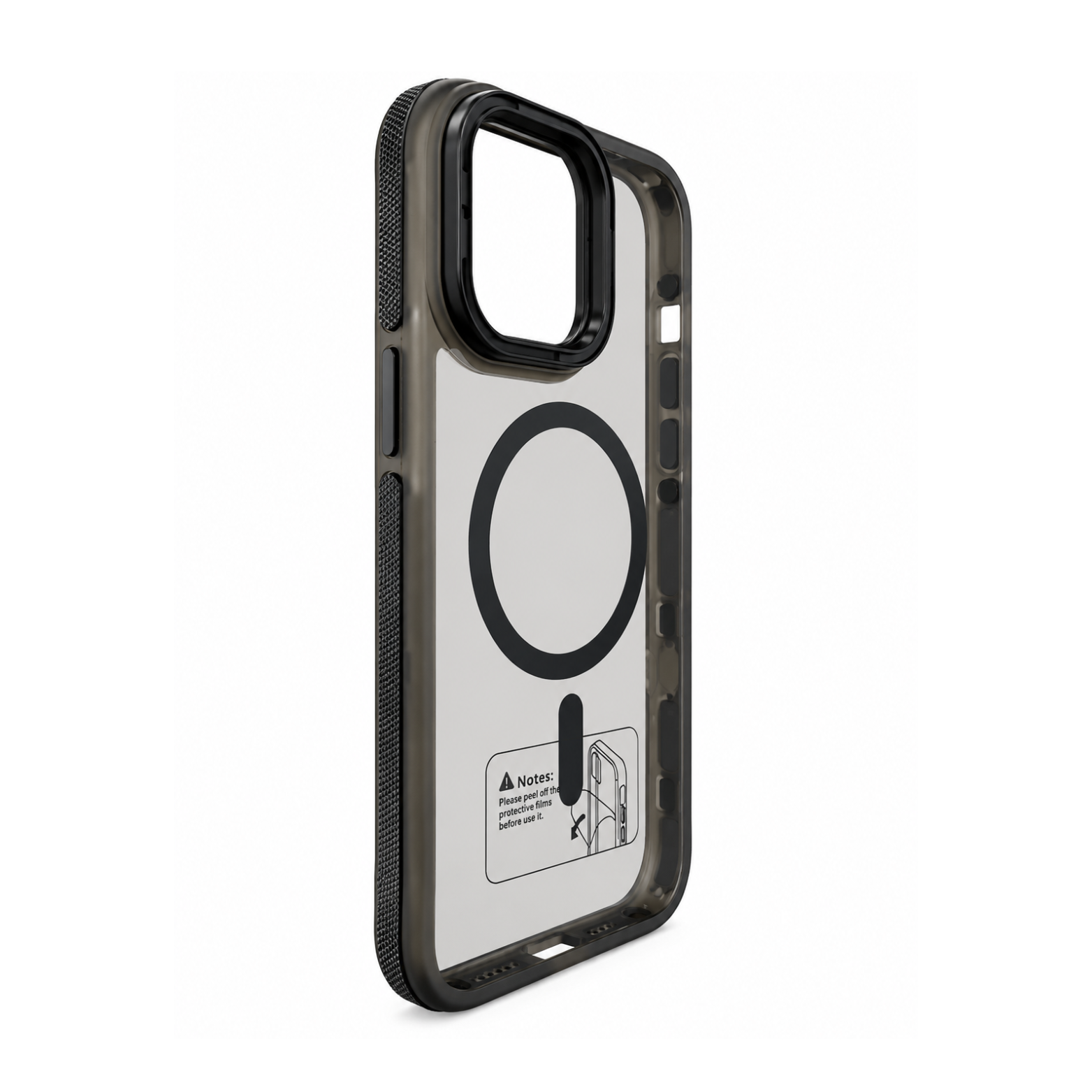 iPhone 14 Pro Max Clear MagSafe Camera Ring Kickstand Case - Black - Image 3
