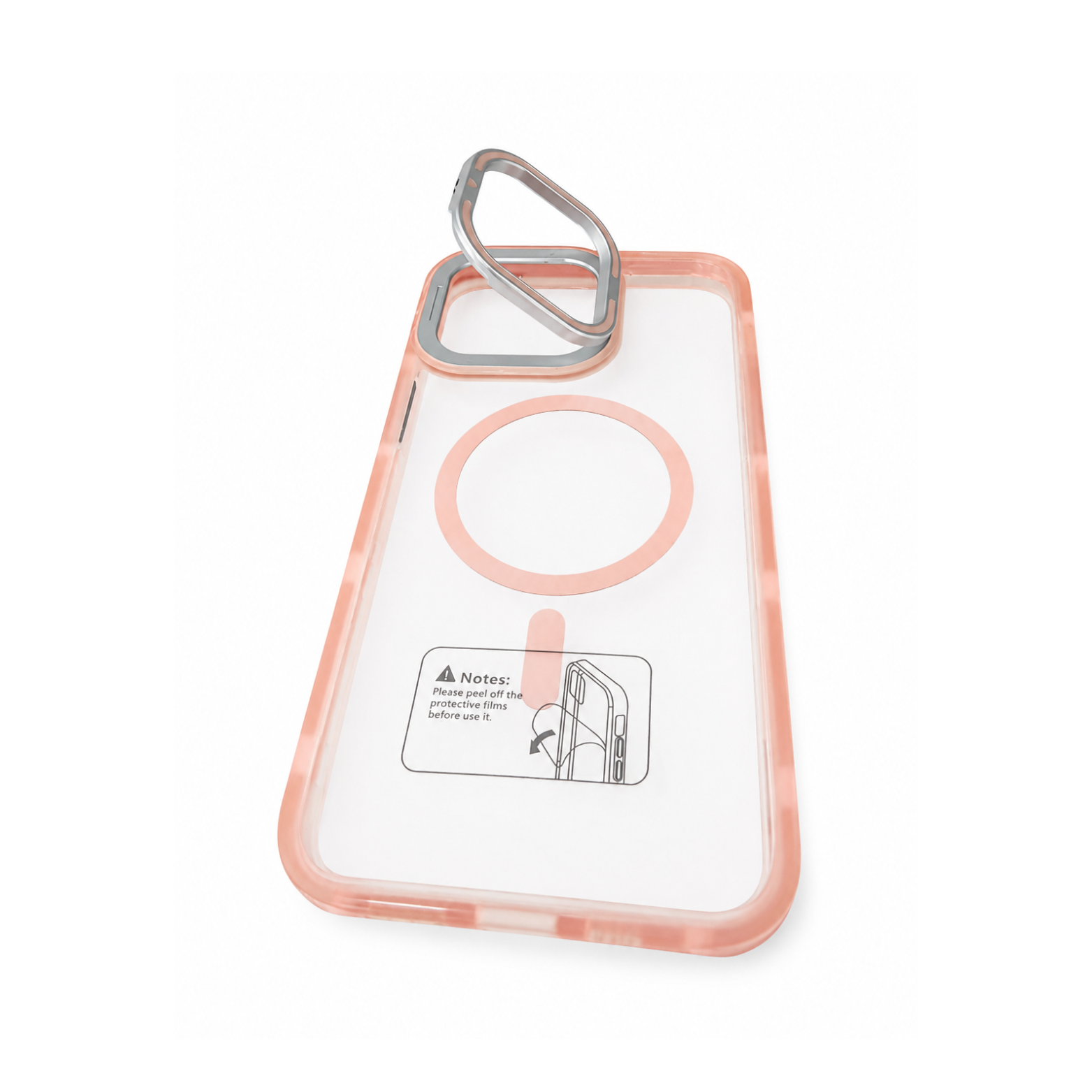 iPhone 14 Pro Max Clear MagSafe Camera Ring Kickstand Case - Pink - Image 3