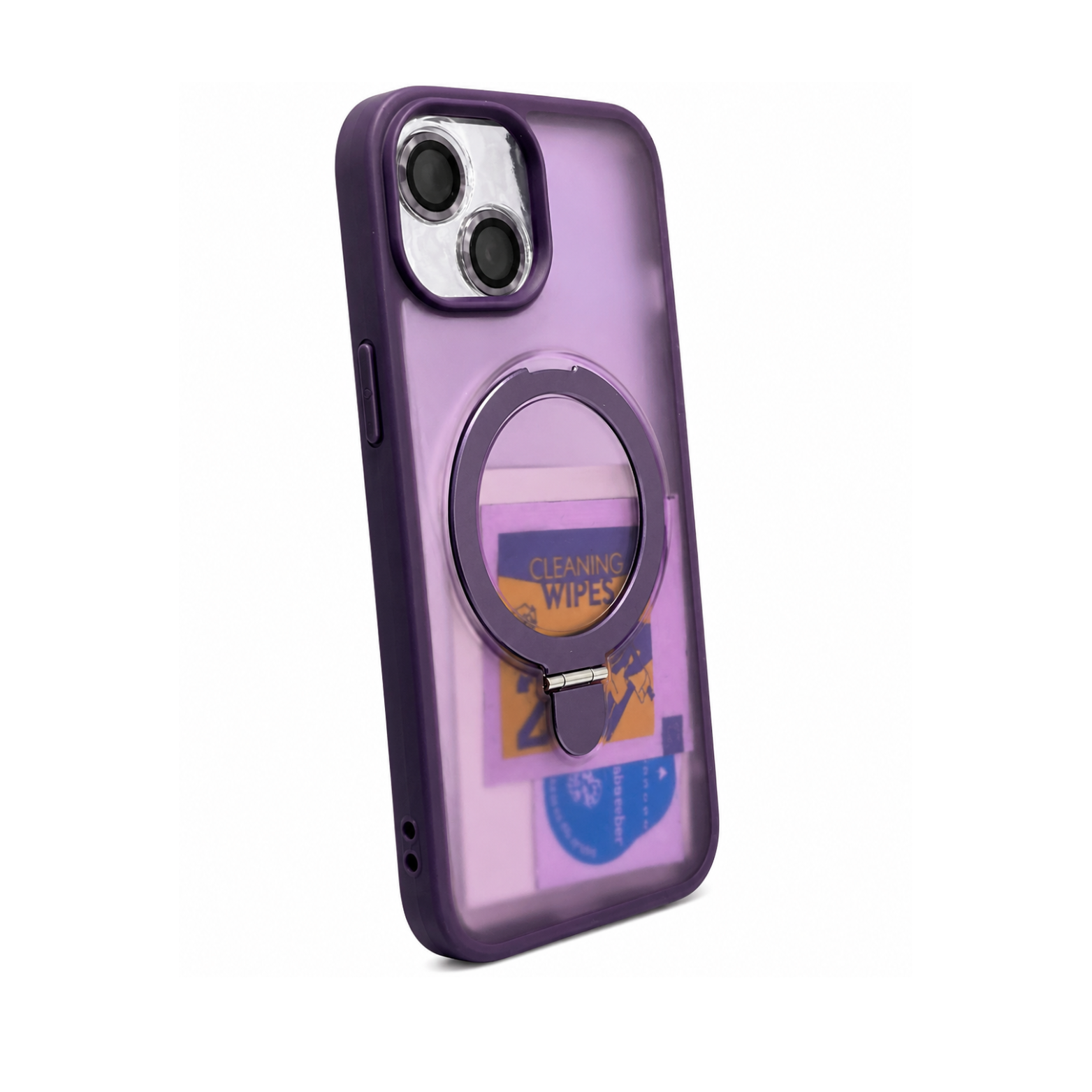 iPhone 15 MagSafe Ring Stand Case with Camera Lens Protector - Purple - Image 3