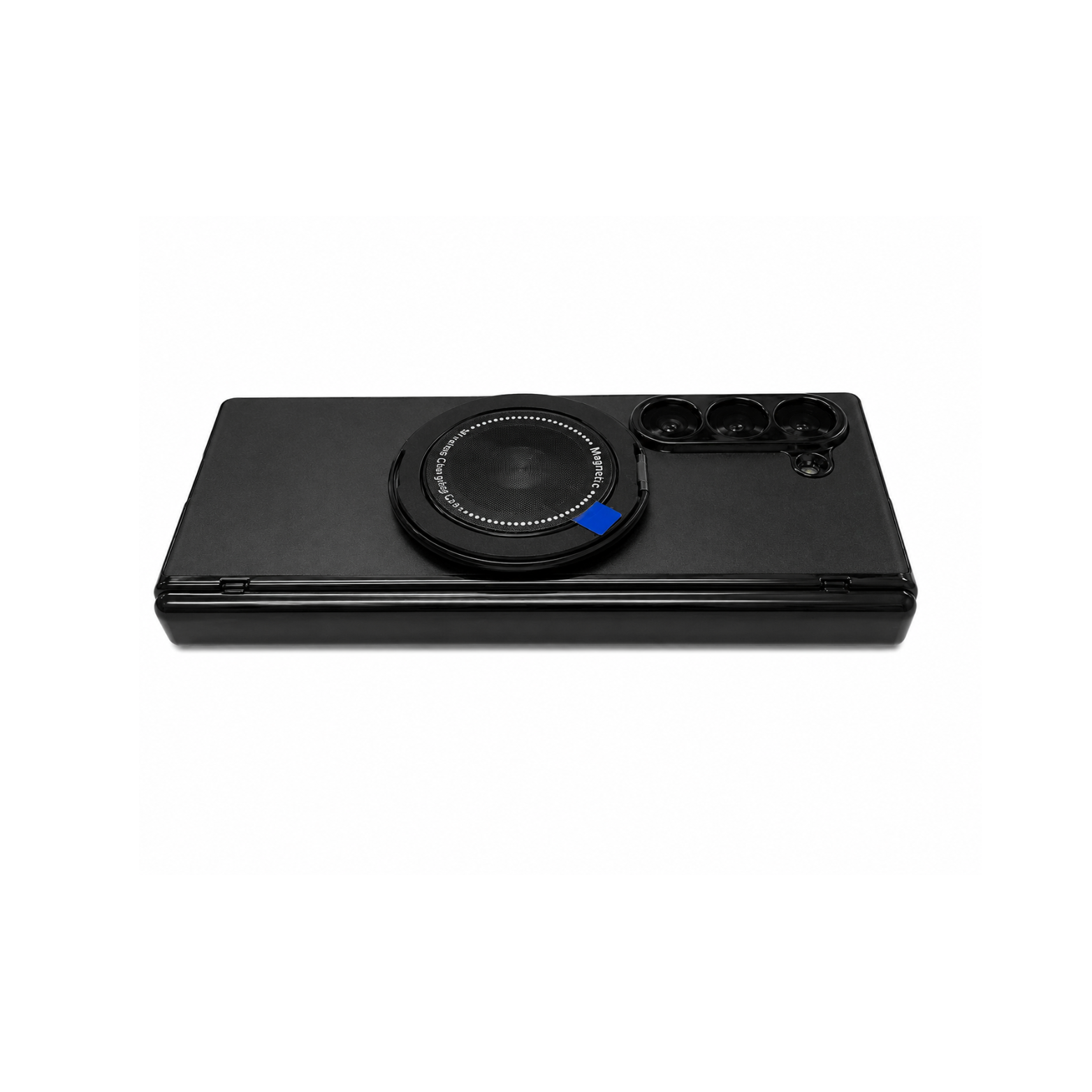 Samsung Galaxy Z Fold 6 Magnetic Ring Stand Case - Matte Black - Image 2