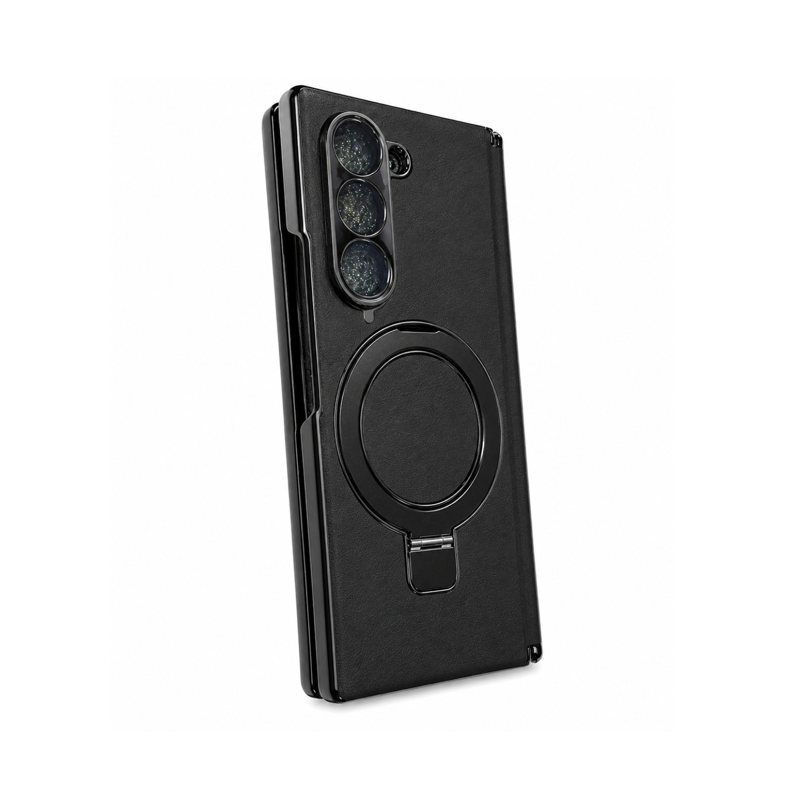 Samsung Galaxy Z Fold 6 Magnetic Ring Stand Case - Black - Image 3