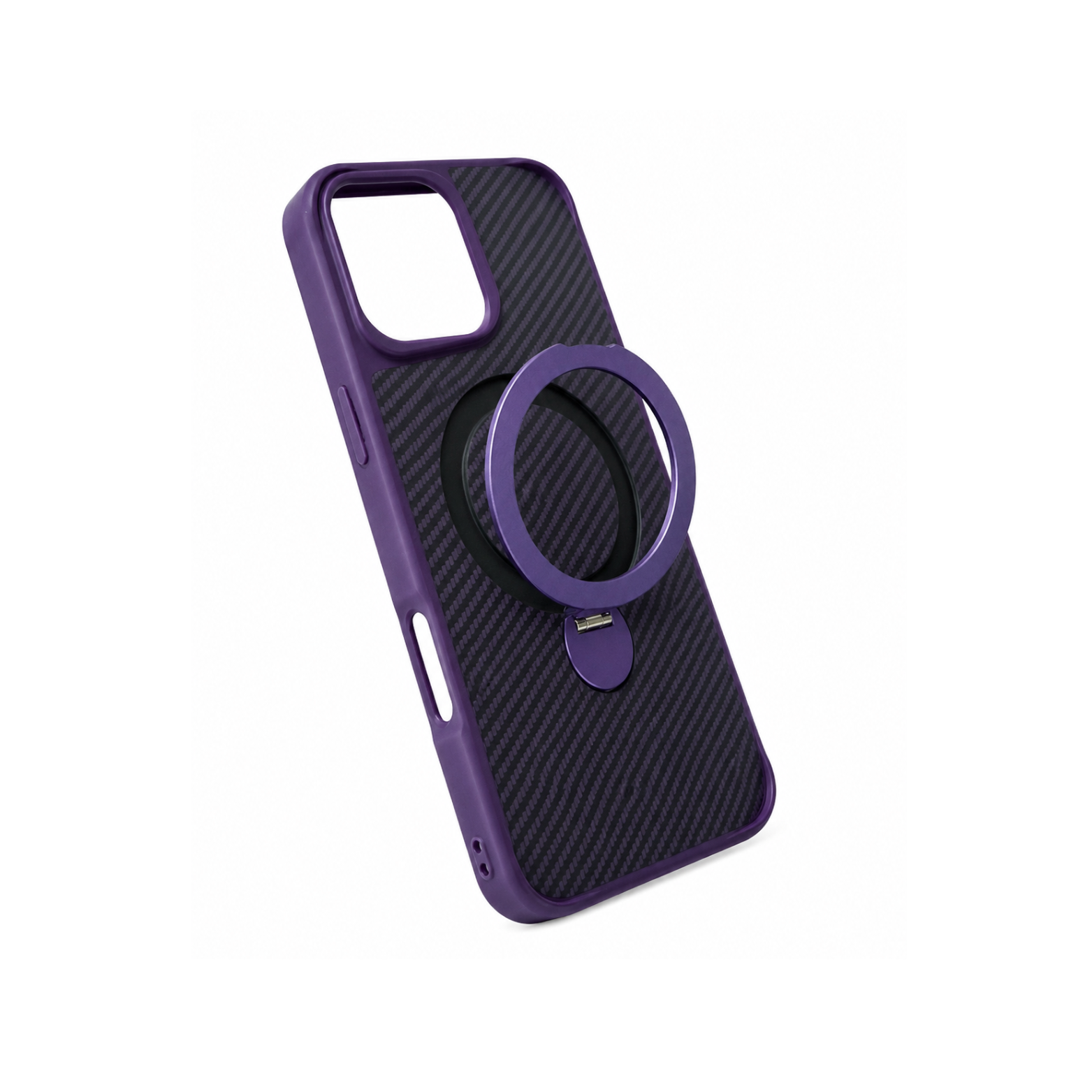 iPhone 11 Carbon Fiber MagSafe Ring Stand Case - Purple - Image 3
