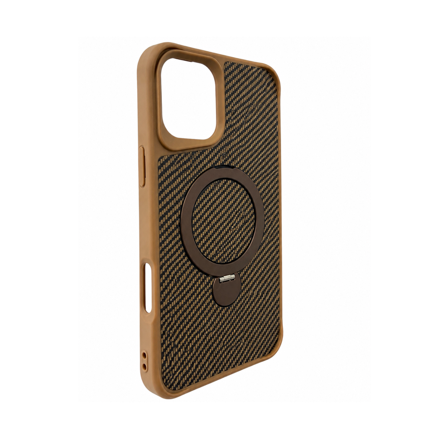 iPhone 11 Carbon Fiber MagSafe Ring Stand Case - Brown - Image 2