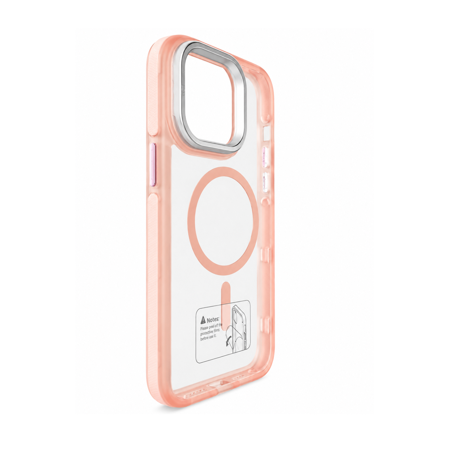 iPhone 14 Pro Max Clear MagSafe Camera Ring Kickstand Case - Pink - Image 4