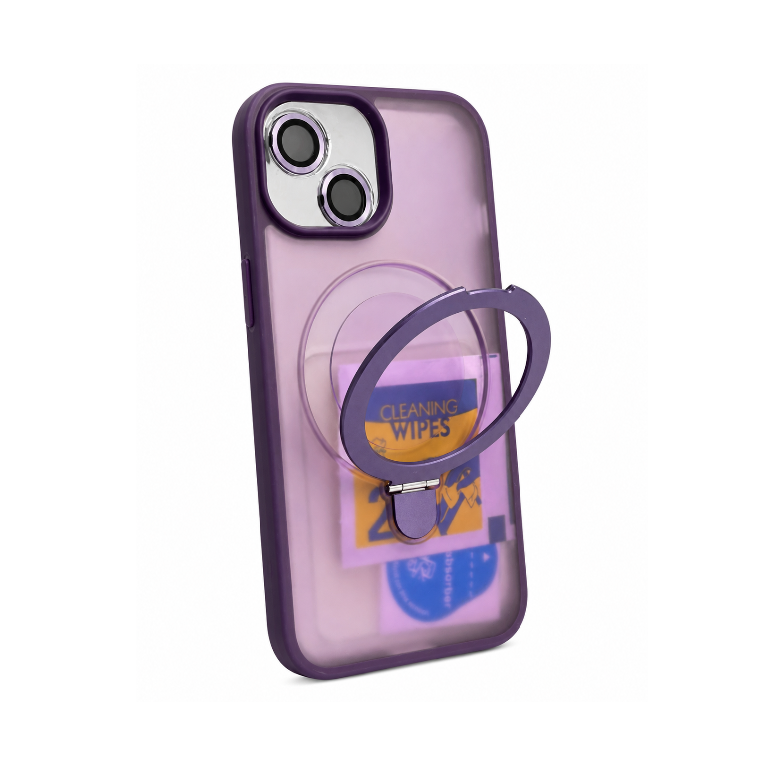 iPhone 15 MagSafe Ring Stand Case with Camera Lens Protector - Purple - Image 4