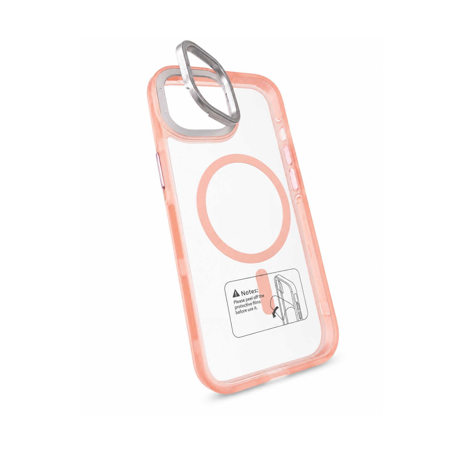 iPhone 15 MagSafe Camera Ring Stand Case - Peach - Image 3