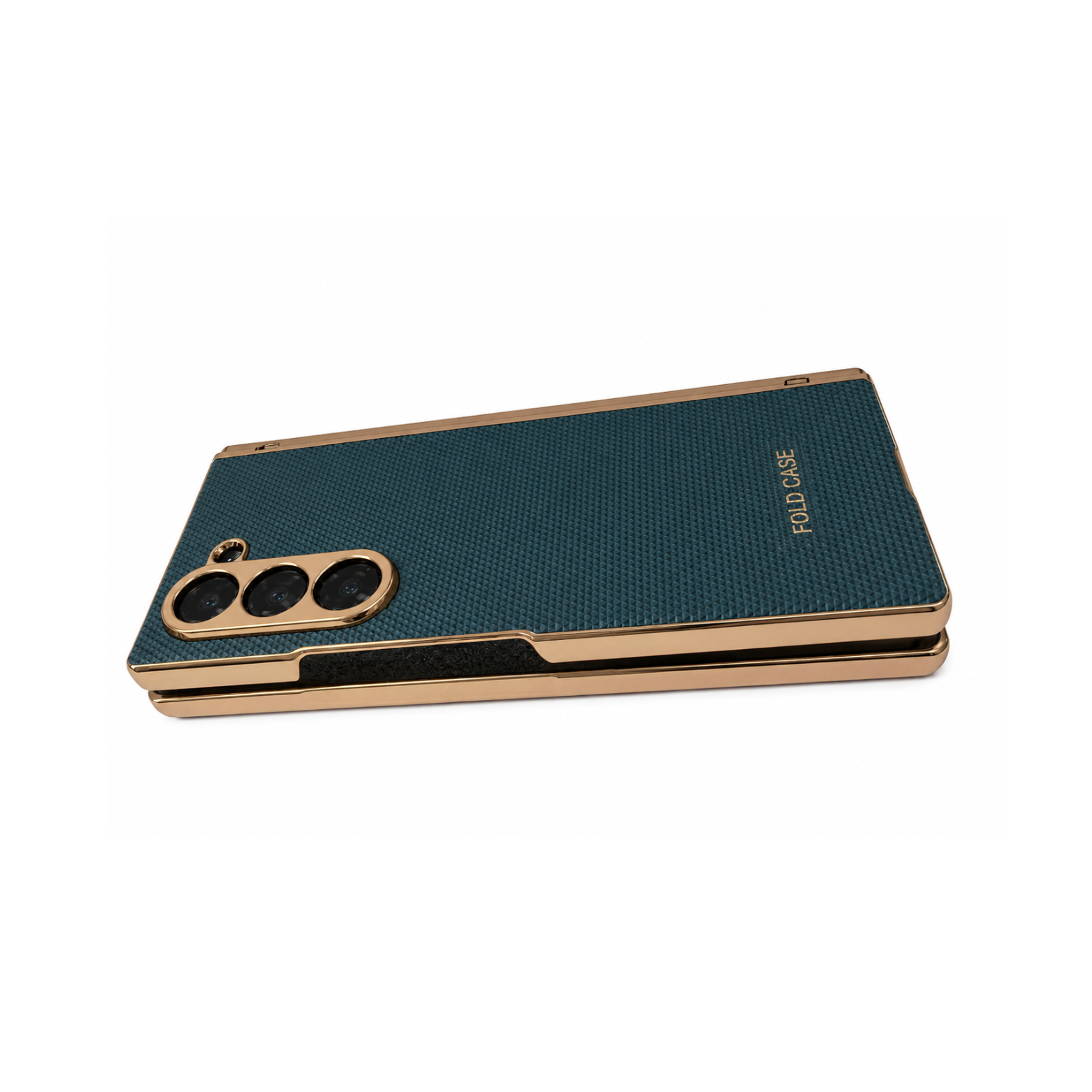 Samsung Galaxy Z Fold 6 Electroplated Armor Case - Ocean Blue Gold - Image 4