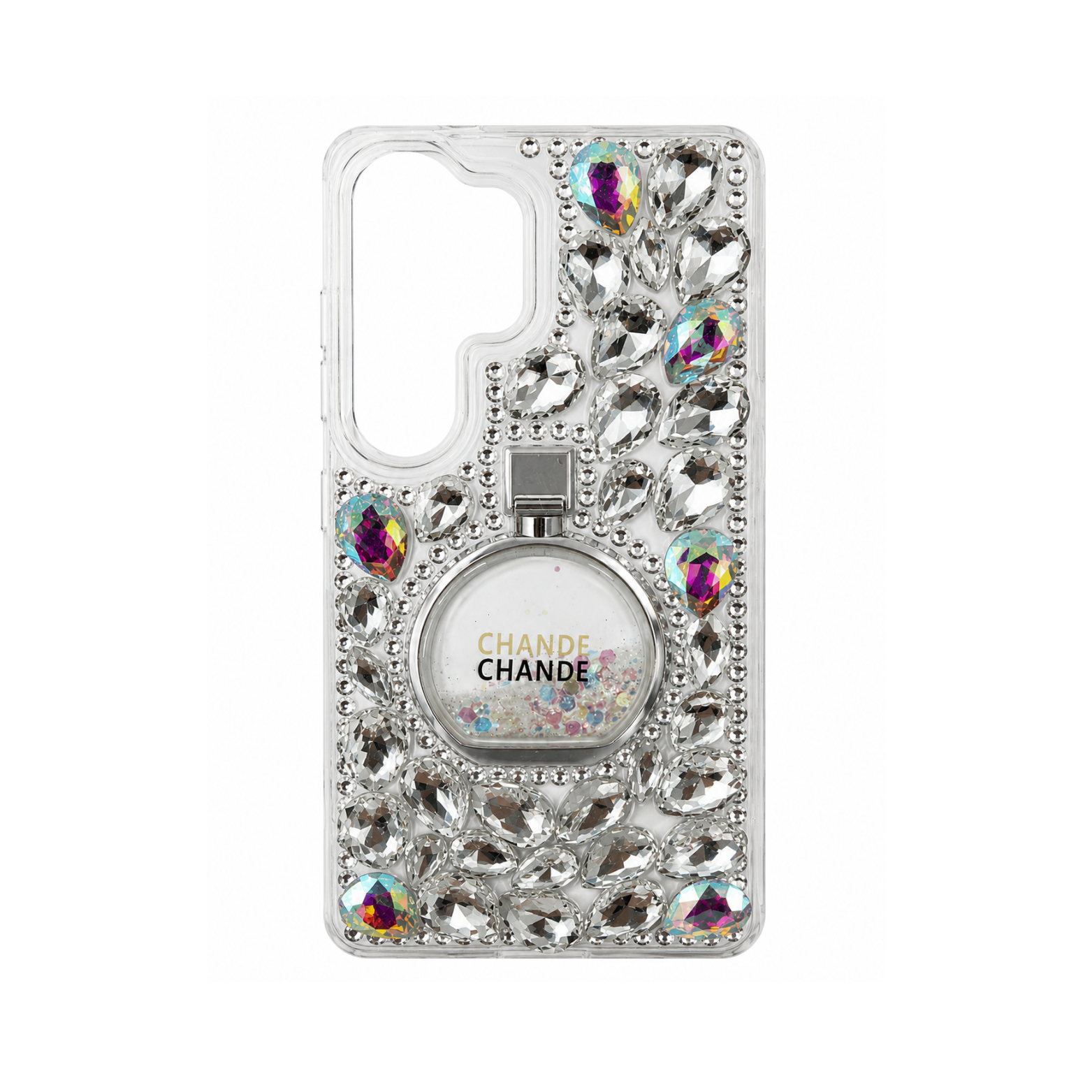 Samsung Galaxy S24 Ultra Crystal Stone Ring Case - Silver