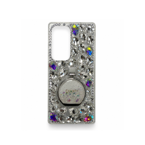 Samsung Galaxy S25 Ultra Rhinestone Ring Stand Case – Crystal Silver