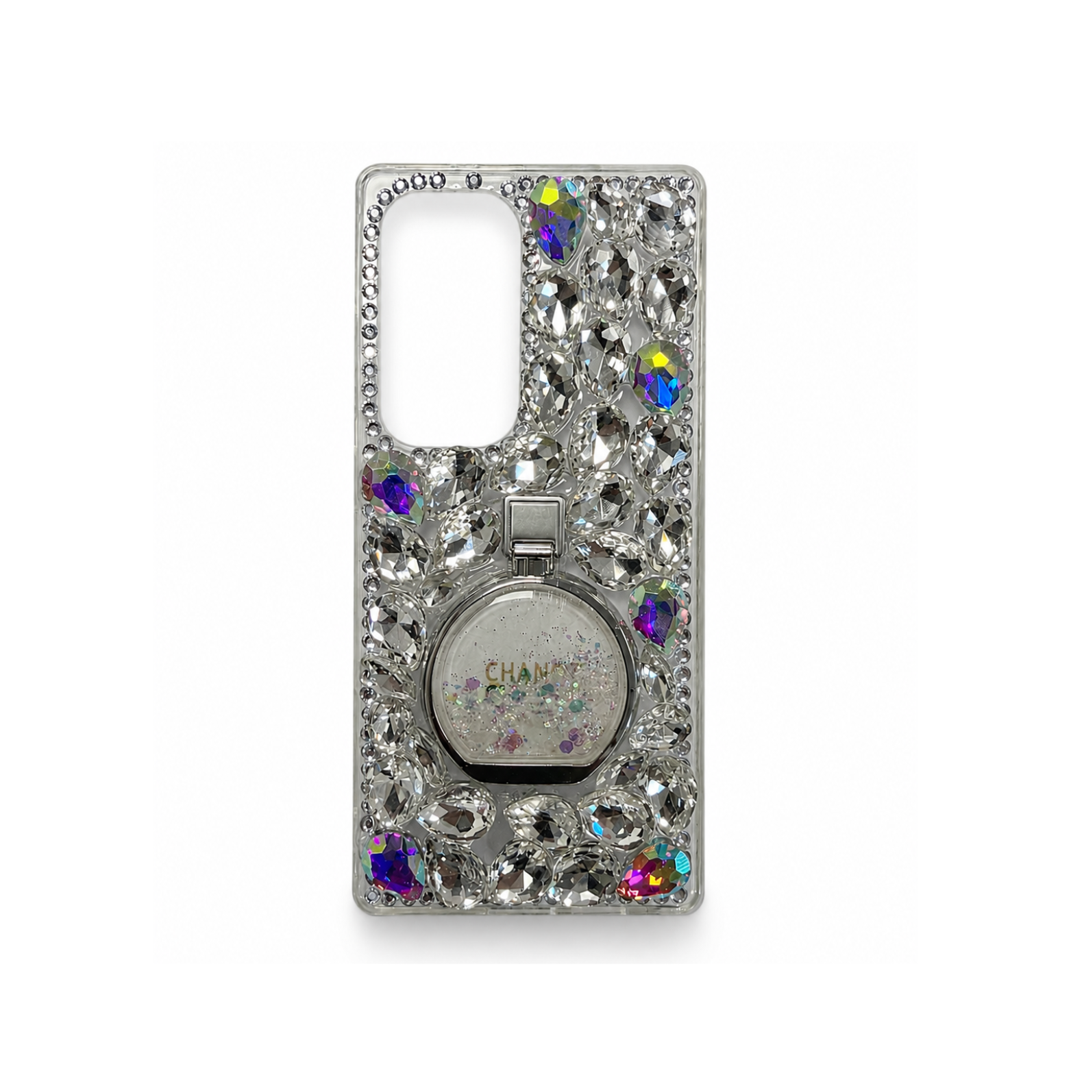 Samsung Galaxy S25 Ultra Rhinestone Ring Stand Case - Crystal Silver