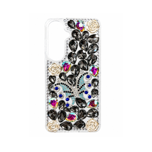 Samsung Galaxy S26 Plus Luxury Butterfly Crystal Stone Case – Midnight Black
