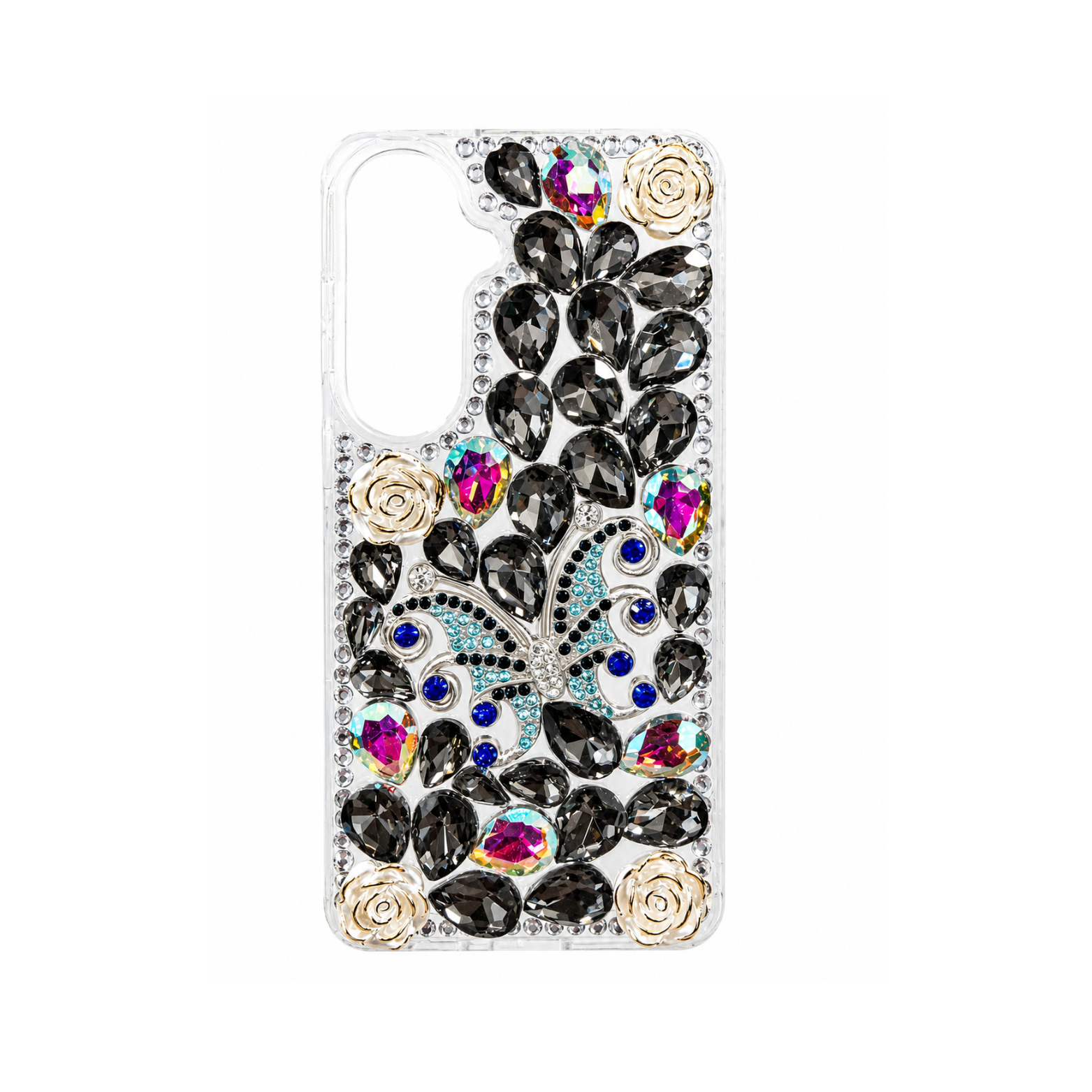 Samsung Galaxy S26 Plus Luxury Butterfly Crystal Stone Case - Midnight Black