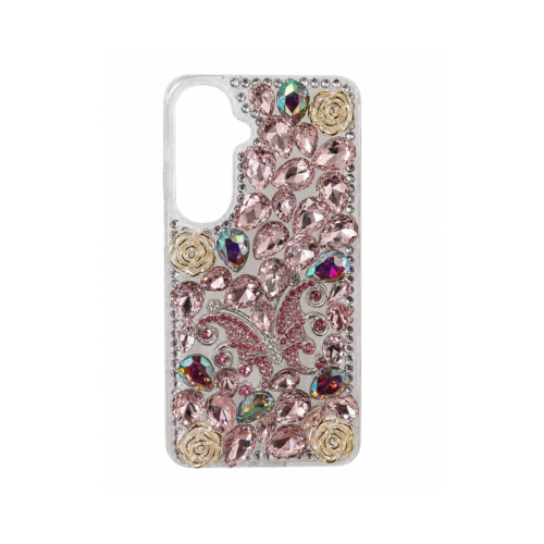 Samsung Galaxy S26 Plus Luxury Butterfly Crystal Stone Case -Rose Pink