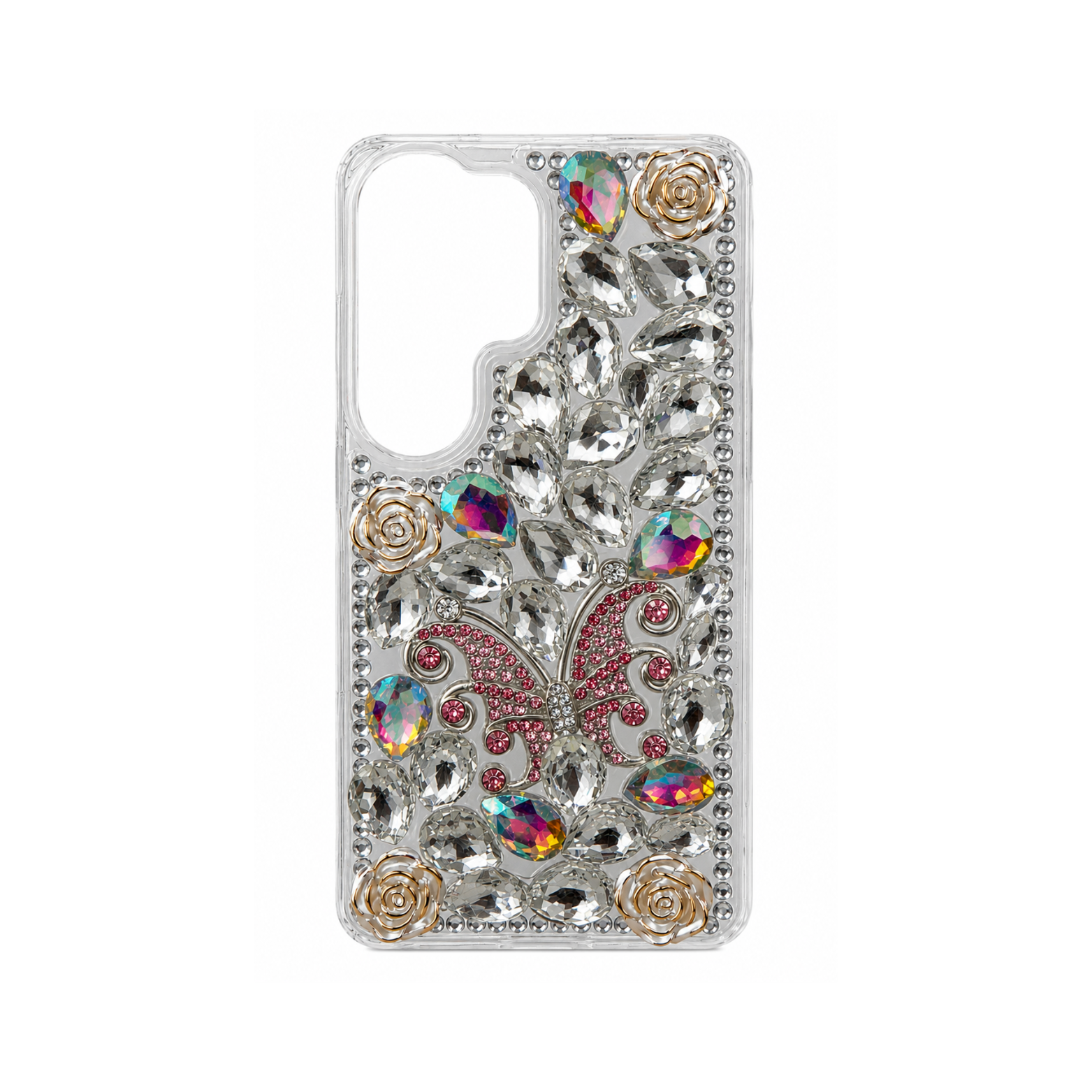Samsung Galaxy S24 Ultra Butterfly Stone Case - Crystal Silver