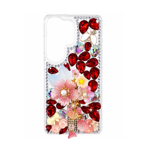 Samsung Galaxy S26 Ultra Floral Stone Case – Ruby Red