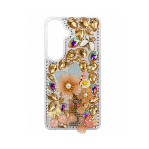 Samsung Galaxy S26 Plus Luxury Floral Crystal Stone Case – Champagne Gold