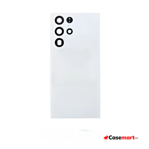 Back Glass with Camera Lens and Adhesive for Samsung Galaxy S22 Ultra Phantom White