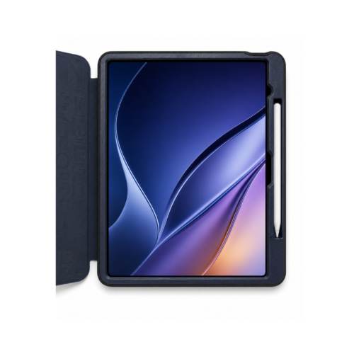 iPad Pro 11 Inch (M5 2025 / M4 2024) Heavy Duty Folio Case with Pencil Holder, Multi-Angle Stand & Auto Sleep/Wake – Navy Blue