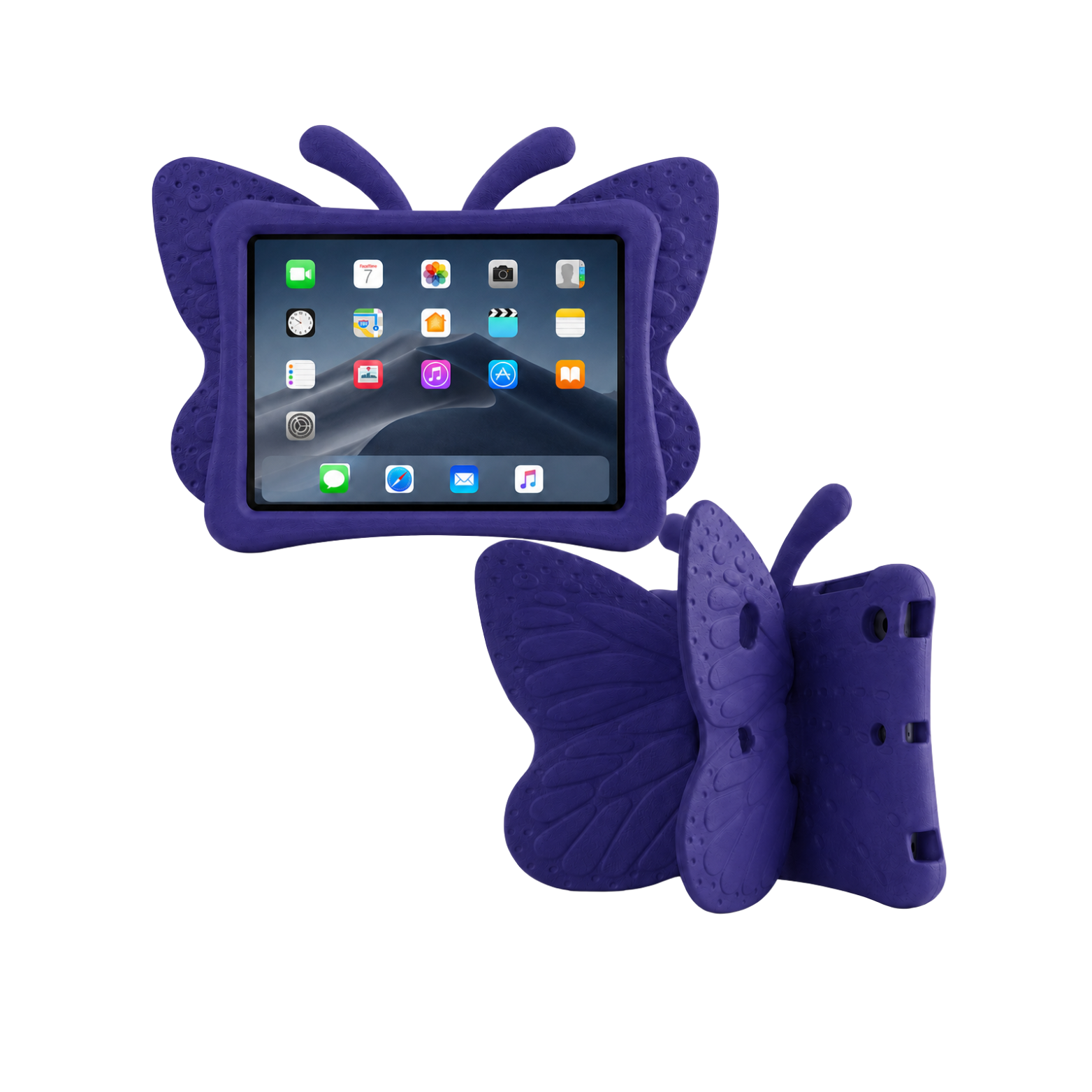 Kids iPad 9th/8th/7th Generation 10.2 Inch (2021/2020/2019) & iPad Air 3 / iPad Pro 10.5 Inch Heavy Duty Kids Butterfly Case with Built-in Stand - Purple