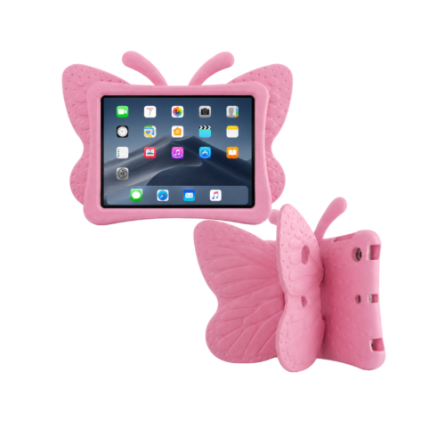 Kids iPad 9th/8th/7th Generation 10.2 Inch (2021/2020/2019) & iPad Air 3 / iPad Pro 10.5 Inch Heavy Duty Kids Butterfly Case with Stand – Pink