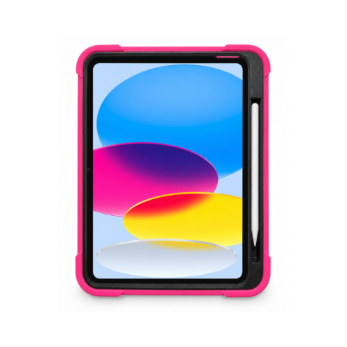 iPad (A16) 11th Generation 11 Inch (2025) / iPad 10th Generation 10.9 Inch (2022) Heavy Duty Protective Case with Pencil Holder & Kickstand – Hot Pink/Black