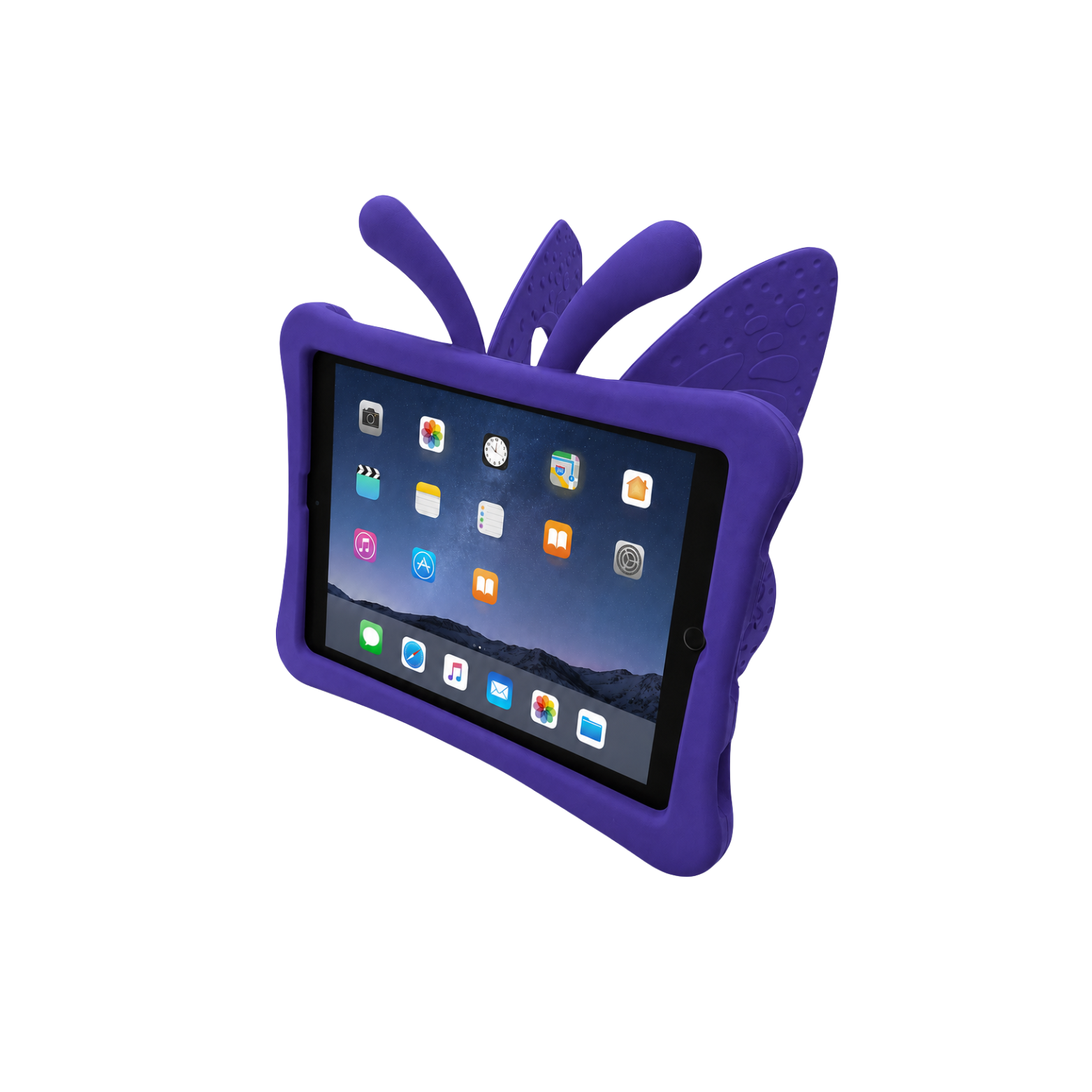 Kids iPad 9th/8th/7th Generation 10.2 Inch (2021/2020/2019) & iPad Air 3 / iPad Pro 10.5 Inch Heavy Duty Kids Butterfly Case with Built-in Stand - Purple - Image 2