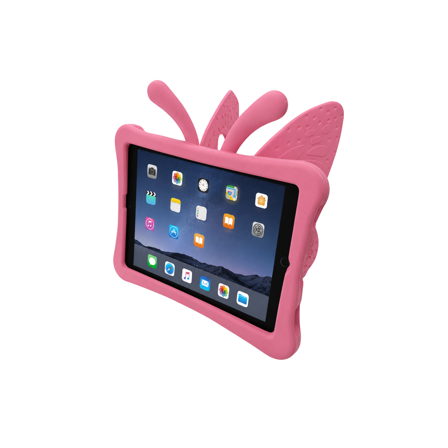Kids iPad 9th/8th/7th Generation 10.2 Inch (2021/2020/2019) & iPad Air 3 / iPad Pro 10.5 Inch Heavy Duty Kids Butterfly Case with Stand – Pink - Image 2