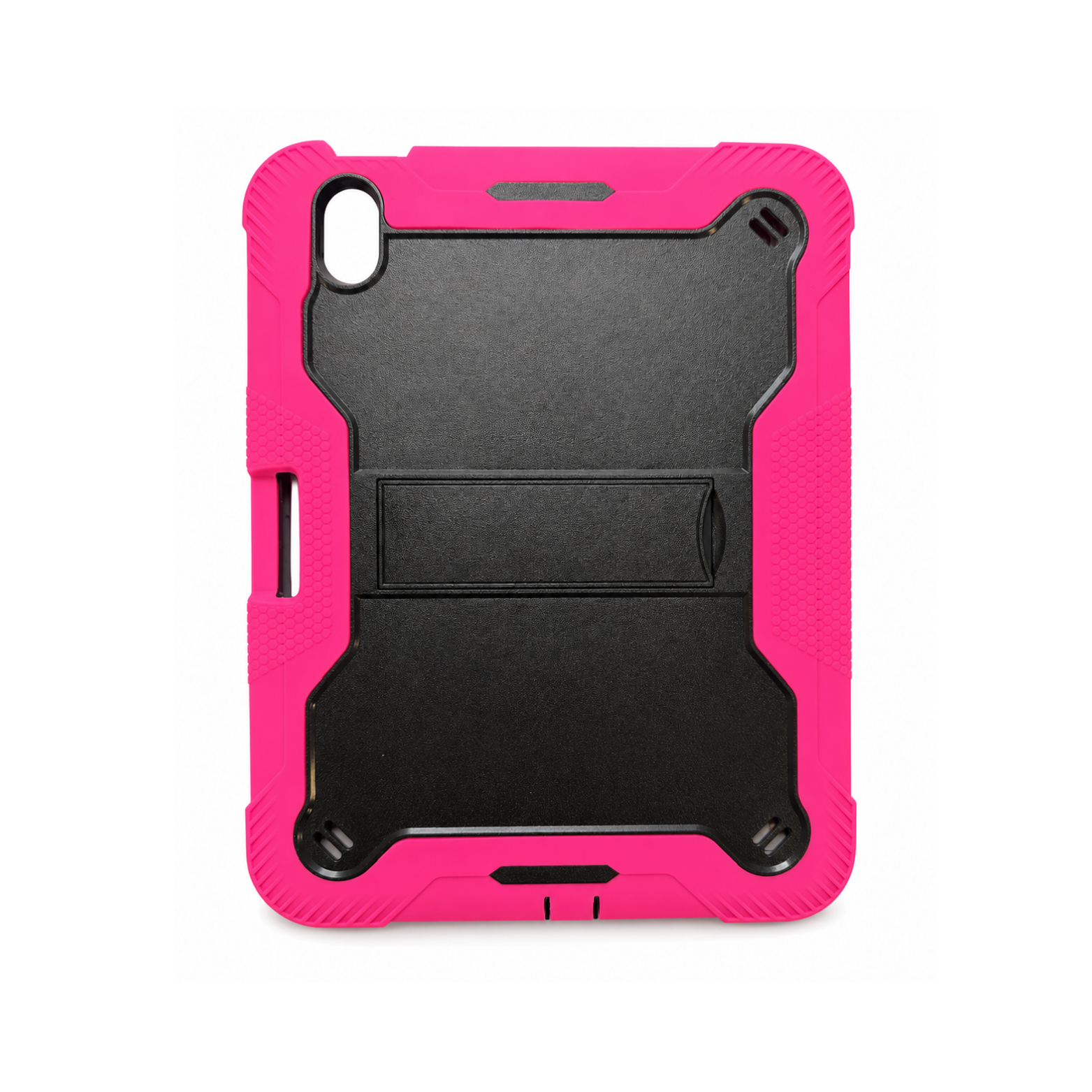 iPad (A16) 11th Generation 11 Inch (2025) / iPad 10th Generation 10.9 Inch (2022) Heavy Duty Protective Case with Pencil Holder & Kickstand - Hot Pink/Black - Image 2