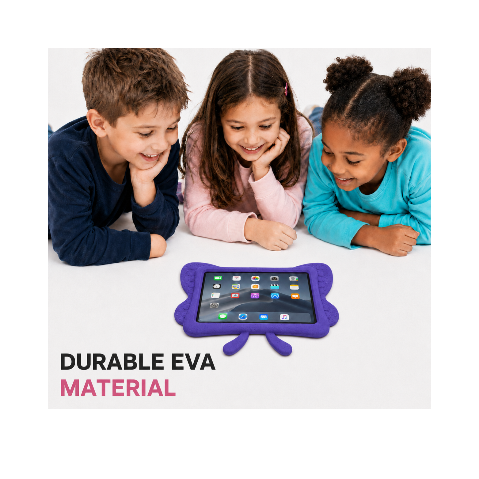 Kids iPad 9th/8th/7th Generation 10.2 Inch (2021/2020/2019) & iPad Air 3 / iPad Pro 10.5 Inch Heavy Duty Kids Butterfly Case with Built-in Stand - Purple - Image 5