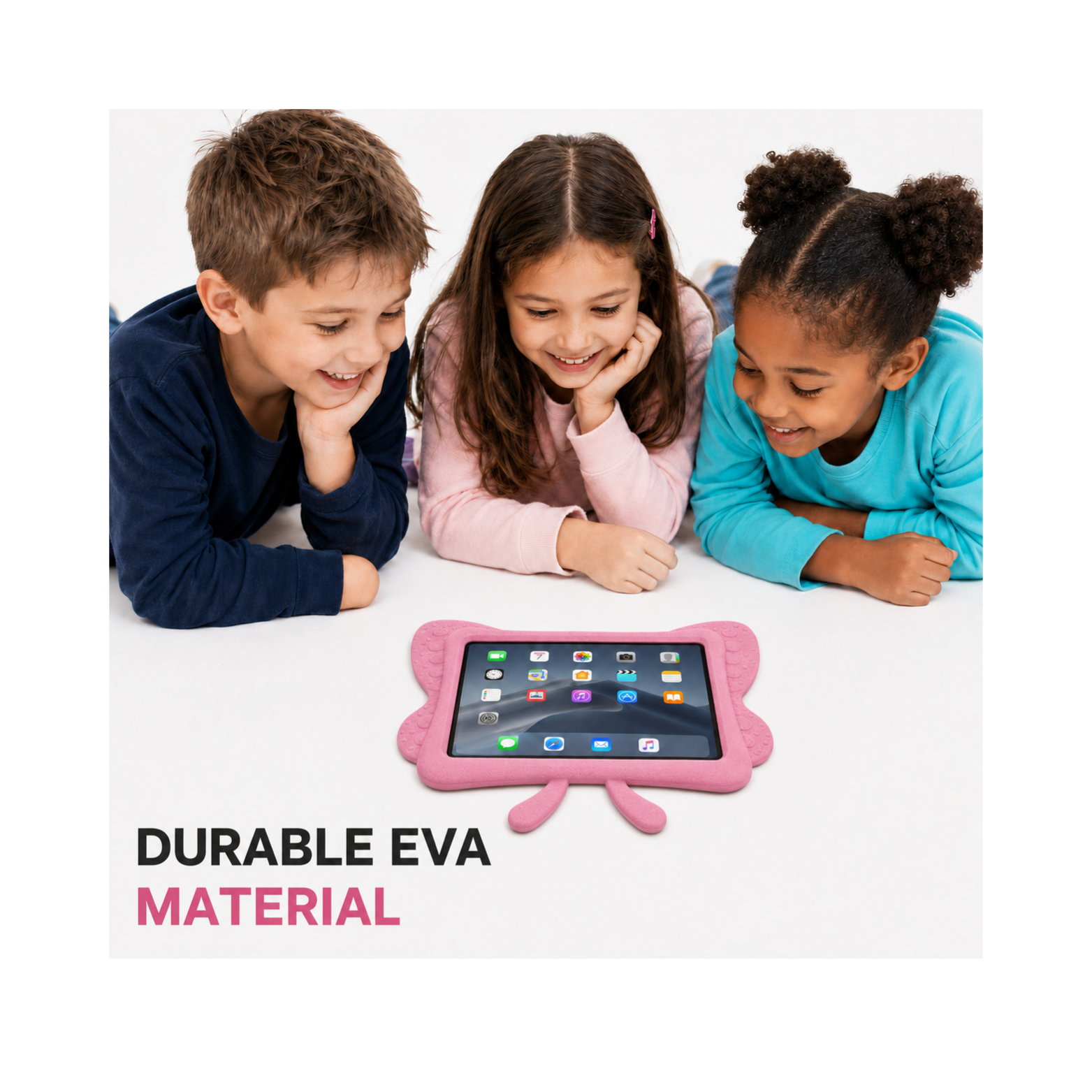 Kids iPad 9th/8th/7th Generation 10.2 Inch (2021/2020/2019) & iPad Air 3 / iPad Pro 10.5 Inch Heavy Duty Kids Butterfly Case with Stand – Pink - Image 5