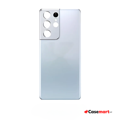 Back Glass with Camera Lens and Adhesive for Samsung Galaxy S21 Ultra Phantom Silver