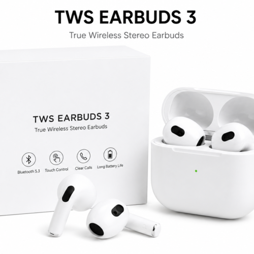TWS Bluetooth Earbuds 3 Wireless Earphones with Charging Case – 3 Style