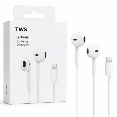 TWS Wired EarPods with Lightning Connector – Built-in Microphone, White
