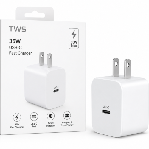 TWS 35W USB-C Fast Charger Adapter –  Single Port White