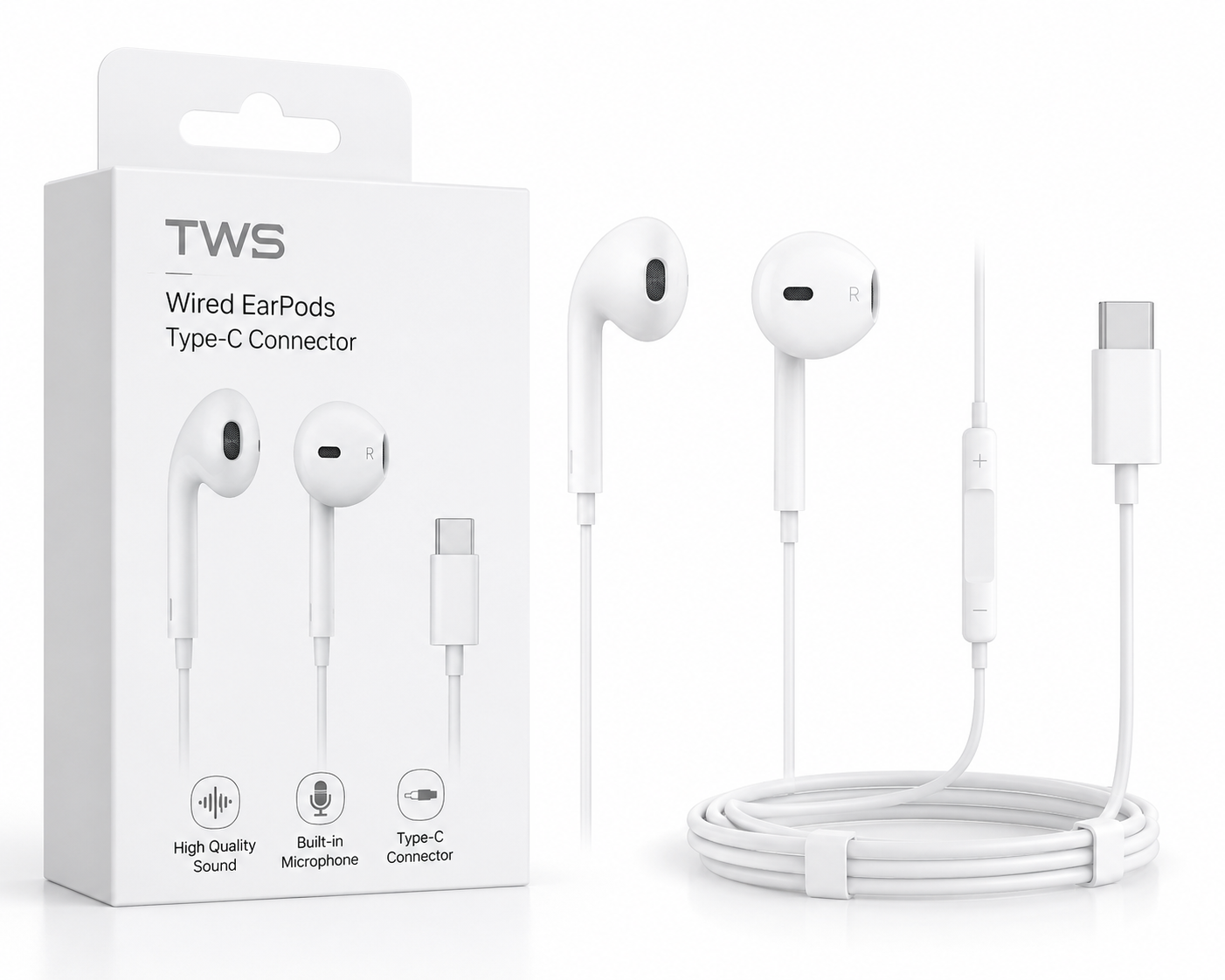 TWS Wired EarPods USB Type-C – (White)